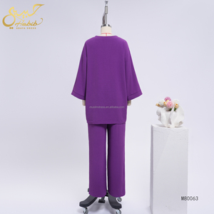 Conjunto de 2 Piezas Habib 2026 para Mujer, Vestido Musulmán Informal Holgado, Top Estampado y Pantalones Anchos, Otoño, Venta al Por Mayor - Product Image 6