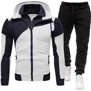 Completo Sportivo Casual da <span class=keywords><strong>Uomo</strong></span> con Logo Personalizzato, Felpa Pullover Larga con <span class=keywords><strong>Cappuccio</strong></span> a Maniche Lunghe e Giacca alla Moda con Cerniera - Product Image 1