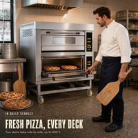 Four électrique professionnel à double étage et quatre plateaux pour la cuisson, four multifonction adapté aux pizzerias