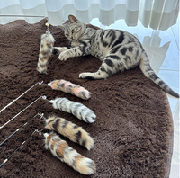 Jouet interactif en peluche pour chat : bâton amusant avec petite balle en fourrure pour le jeu