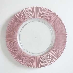 Assiettes de présentation florales personnalisables élégantes, transparentes et à bords dorés, effet miroir poli, pour mariages et banquets - Sous-assiettes de service haut de gamme - Product Image 3