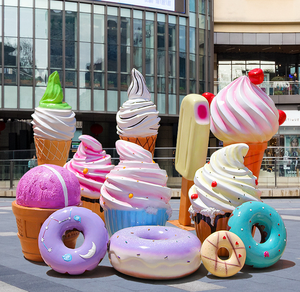 F001 Estatuas de Resina para Jardín con Forma de Donut de Helado, Adornos Personalizados con Forma de Comida para Exteriores, Escultura de Resina - Product Image 5