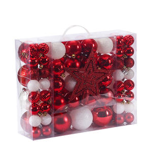 3-19cm Ensemble 87 Pcs Pvc Boîte Emballage Brillant Mat Or Boule Creuse Arbre De Noël Ornements Décoration Boule - Product Image 1