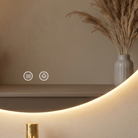 Espejo de Baño Inteligente LED Redondo Personalizado Antivaho con Pantalla Táctil, Montado en la Pared, Apto para Hoteles, Villas y Hogares