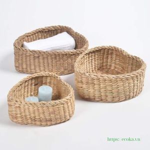 Water Hyacinth Heart Shape Multifunctional Round Utensils with 3 Hand-woven Storage Baskets from Vietnam - Product Image 6