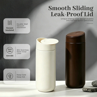 Mug isotherme en acier inoxydable 304, 450 ml, bouteille d'eau portable à double paroi sous vide avec couvercle coulissant, cadeaux d'affaires 6-12, enfants