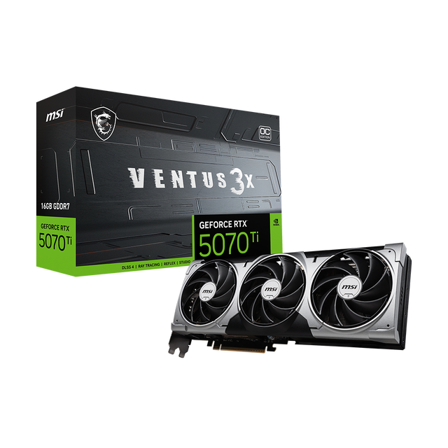 MSI GeForce RTX 5070 Ti OC 16G VENTUS 3X Video Memory Cooling Fan Gaming and Workstation Desktop Graphic Card