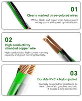 Cable JZD OEM ODM UL83 THHN THWN-2 600V 90 ℃   Cable Eléctrico de Cobre Trenzado con Aislamiento de Nylon y PVC para Cableado en Conductos
