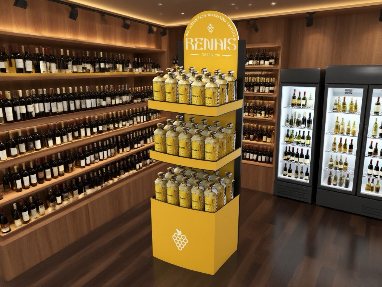 Customized Metal Gin Display Stand Floor Standing Shelf for Supermarket& Liquor Store & Retail Shop — view 5