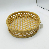 Panier de service rond en PP tressé imitation bambou, qualité alimentaire, étanche, facile à nettoyer, durable pour événements et fêtes