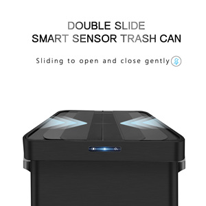 68L màu đen công suất lớn cảm biến Thùng rác có thể-đôi trượt nắp, ozone khử trùng, bánh xe cho nhà bếp & văn phòng thông minh chất thải bin - Product Image 3