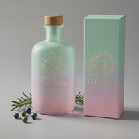Botella de Lujo de 900ml, Superflint, Redonda, Cilíndrica, Transparente, Base Pesada, Vacía, para Licores, Whisky, Brandy, Personalizable, Venta al Por Mayor