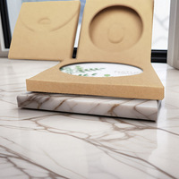 Boîte d'emballage en papier kraft fin écologique avec fermeture à nœud, couleur et taille personnalisables pour sous-verres en céramique et en bois