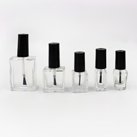 Botella de vidrio vacía rectangular para esmalte de uñas, transparente/negra, para rellenar esmalte de uñas/pegamento/aceites, tapa de rosca resistente a la luz, 10/15ML, 100 unidades