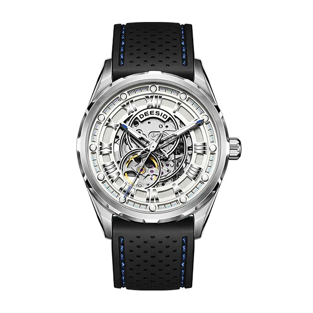 Witte Sport Mode Luxe Oem Custom Logo Waterdicht Tourbillon Automatisch Mechanisch Horloge Voor Man Met 3 Ogen