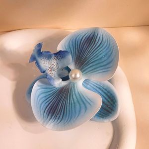 Barrettes à cheveux en forme de fleur d'orchidée colorée, style doux et tendance, accessoires pour cheveux en métal et tissu pour femmes et filles, décoration capillaire - Product Image 5