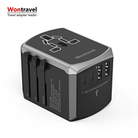 Adaptateur de voyage Wontravel 1840W avec prise secteur 4.5A, double port USB et port Type-C pour ordinateur portable, appareil photo et écouteurs - Chargeur mural universel