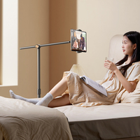 Nouveau support de tablette robuste sur pied avec poulies, bras long rotatif à 360° pour téléphone portable, support métallique réglable en hauteur L68