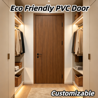 Porte intérieure en PVC éco-responsable sans COV, film de protection intégral 360°, charnière sans perçage pour travaux de construction commerciaux, appartements et chambres d'hôtes