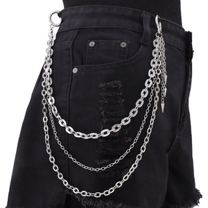 Three Layer Metal Pants <b>Chain</b> Stainless Steel Double Ring Hip Hop <b>Waist</b> Accessory Adult White K - Product Image 2