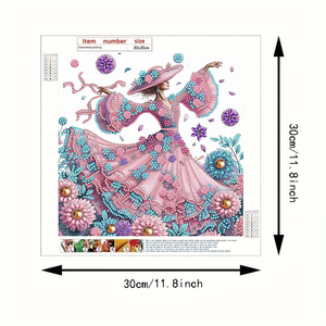 Peinture Diamant Moderne DIY 30x30CM <span class=keywords><strong>Danseuse</strong></span> Florale Rose Décoration Murale Perforation Irrégulière Cristal pour Débutant - Product Image 2