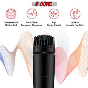 Micrófono de Mano Dinámico Cardioide de 5 Núcleos con Conector XLR para Cantar Karaoke, Uso Profesional de Audio - Product Image 3