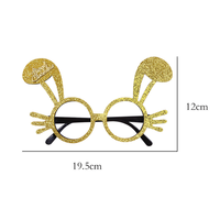 Lunettes de fête de Noël à oreilles de lapin scintillantes dorées, accessoire photo mignon et doré pour les réunions de famille de Noël