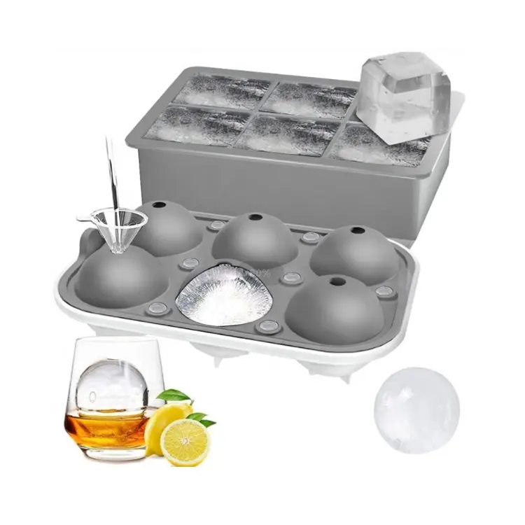 Presse de vente en gros, 6 boules de glace de whisky carrées et rondes en cristal, grande boule de glace transparente pour Cocktails