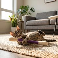 Bâtonnet interactif durable en feutre de laine vert herbe avec herbe à chat, fait main, pour chat, jouet à mâcher et à chatouiller, taille personnalisable