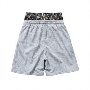 Men s Gray Solid Cotton Double waisted Shorts Elastic Waist Casual Knitted Breathable <b>Mid</b> Rise Fashion Fit Lounge Shorts Men s - Product Image 1