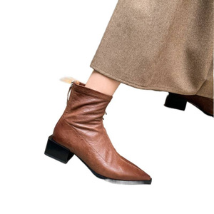 <span class=keywords><strong>Bottines</strong></span> pour femmes SB, niche luxe léger, automne-hiver 2025, fabrication artisanale, rétro, commerce extérieur transfrontalier, bout pointu, dessus en microfibre - Product Image 4