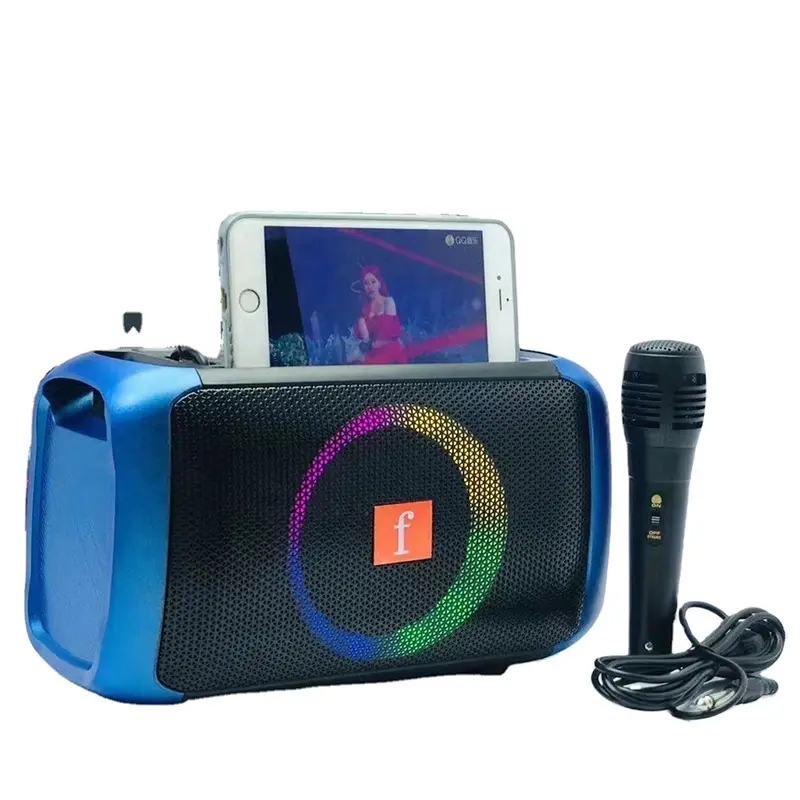 Top Sell Microphone And Speaker For Singing Shoulder Strap RGB Blue Tooth Karaoke Speaker With Lights Sound Box Bass Power Bank