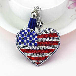 New Creative Diamond <b>Studded</b> American Flag Rubber Keychain Pendant for <b>Bag</b> Decoration and Holiday Gifts - Product Image 2