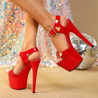 Nouvelles sandales à plateforme pour femmes, sexy, avec boucle, chaussures de pole dance, chaussures à talons hauts pour boîte de nuit, sandales femme
