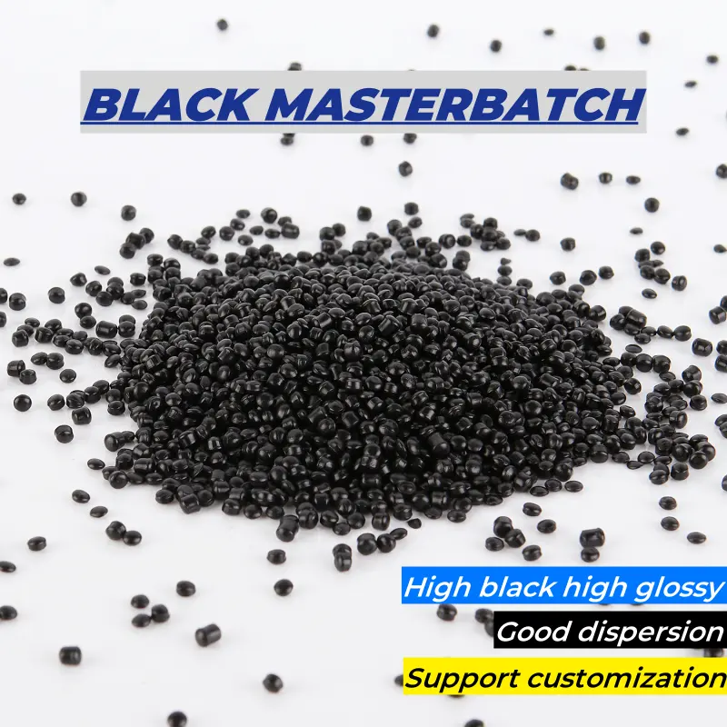 Mélange maître PE noir de carbone haute brillance en plastique mélange maître PE modifié noir ignifuge
