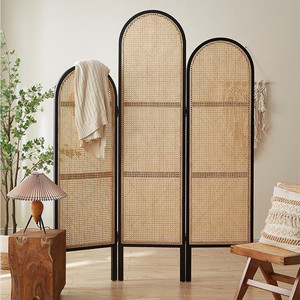 Rắn gỗ mây dệt gấp màn hình, di chuyển phân vùng, phòng khách lối vào tắc nghẽn - Product Image 1