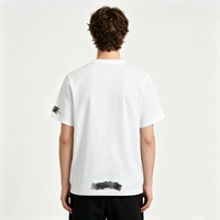 Nouveau T-shirt décontracté pour homme en coton surdimensionné à manches courtes, col rond, avec imprimé style streetwear 'Film Screens' en plastisol et poche.