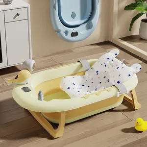 2023 뜨거운 유아 아기 플라스틱 접이식 유아 욕조 온도와 아기 욕조 세트