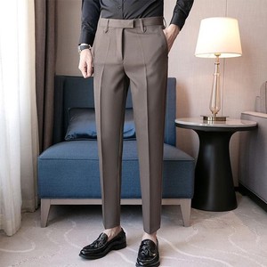 <span class=keywords><strong>Pantaloni</strong></span> da Abito <span class=keywords><strong>Uomo</strong></span> Stile Yuppie Britannico Color Caffè di Alta Gamma Eleganti da Lavoro a Gamba Stretta - Product Image 5