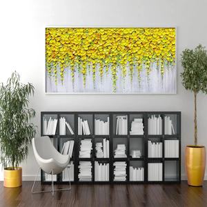 Peinture abstraite contemporaine originale Golden Cascade Yellow Impasto Still Life, art acrylique sur toile, décoration - Product Image 5