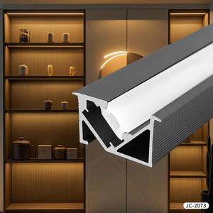 ไฟโปรไฟล์ LED แบบฝัง อลูมิเนียม ขนาด W18*h11 มม. มุมเอียง 45 องศา ความหนา 10 มม. ผิวเคลือบอะโนไดซ์ - Product Image 1