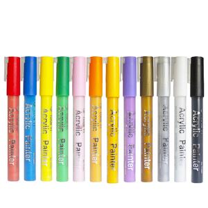 12 stylos de peinture <span class=keywords><strong>acrylique</strong></span> de couleur <span class=keywords><strong>crayon</strong></span> marqueur encre permanente de Logo personnalisé <span class=keywords><strong>pour</strong></span> la peinture de <span class=keywords><strong>roche</strong></span> - Product Image 1