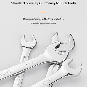 Système métrique <span class=keywords><strong>à</strong></span> <span class=keywords><strong>cliquet</strong></span> multiple en acier au carbone <span class=keywords><strong>à</strong></span> double finition chromée <span class=keywords><strong>à</strong></span> extrémité ouverte - Product Image 3