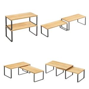 Organisateur et support de rangement pour condiments de cuisine en fer et bois, support d'ordinateur de bureau avec réglage en hauteur - Product Image 5