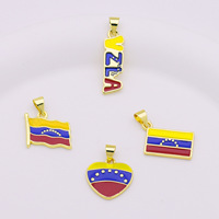 Liontin Kalung Tembaga Berbentuk Peta Venezuela dengan Hiasan Zirkon Bintang untuk Wanita & Pria, Kalung Pesta Budha Tibet yang Lucu