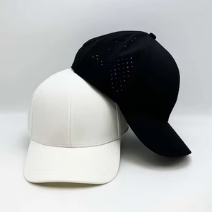 Custom 6-Panel PVC 3D Embroidered Logo Waterproof Laser Cut Hole Perforated Sporty Baseball Cap Curved Brim Golf <b>Hat</b> - Product Image 4