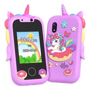 Téléphone jouet éducatif Wowkids pour enfants de 2 à 4 ans, avec coque en silicone, double caméra, photos, vidéos, MP3, jeux et contes, motif licorne et dinosaure - Product Image 3