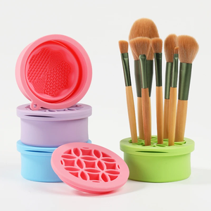 Multifunction Silicone Folding <b>Makeup</b> Brush Cleaning Cup Cleaning and drying 2-in-1 storage cup Beauty Cosmetic Brush Scrub Cup - Product Image 1