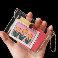Dompet Kartu Transparan Custom dengan Glitter, Penjepit Kancing Mini, Kantong Penyimpanan Kartu Multifungsi untuk Penyimpanan Kartu Foto