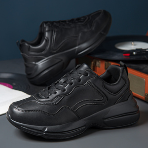 Zapatos Casuales de Plataforma Clásicos para Hombre, Zapatos Deportivos de Piel Sintética Negra de Primera Calidad en Color Puro - Product Image 3